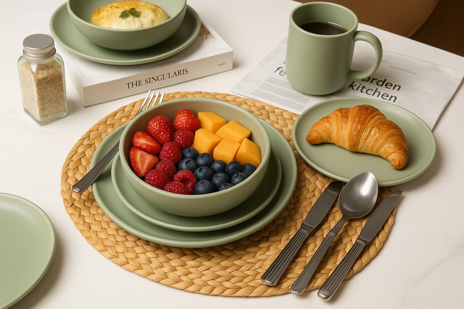 12-Piece Stoneware Dinnerware Sets With Mugs | Microwave & Dishwasher Safe | Non-Toxic Dinner Plates Bowls Set | Stackable Matte Glaze Kitchenware For 3_voghion.com